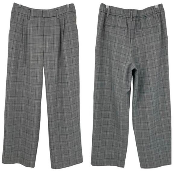 A NEW DAY NWOT Wide Leg Pleated Front Career Pants Size 4 Gray Plaid Chic - Picture 1 of 7